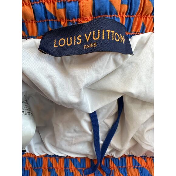 Louis Vuitton Blue & Orange Dove Print Swimshorts - Picture 4 of 9